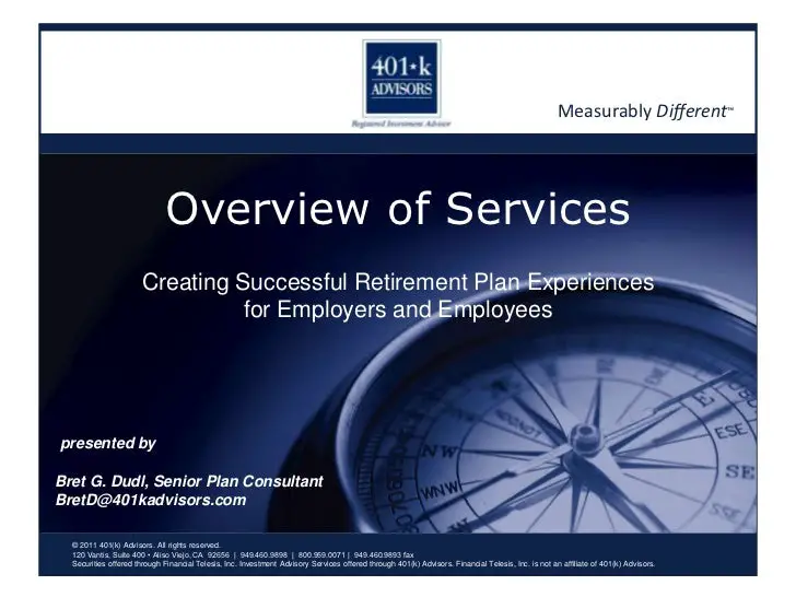 401(k) Advisors Overview Of Services