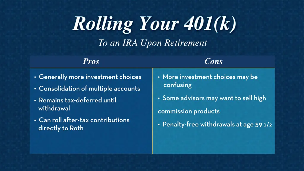 401(k): Pros and Cons of Rolling It Into an IRA