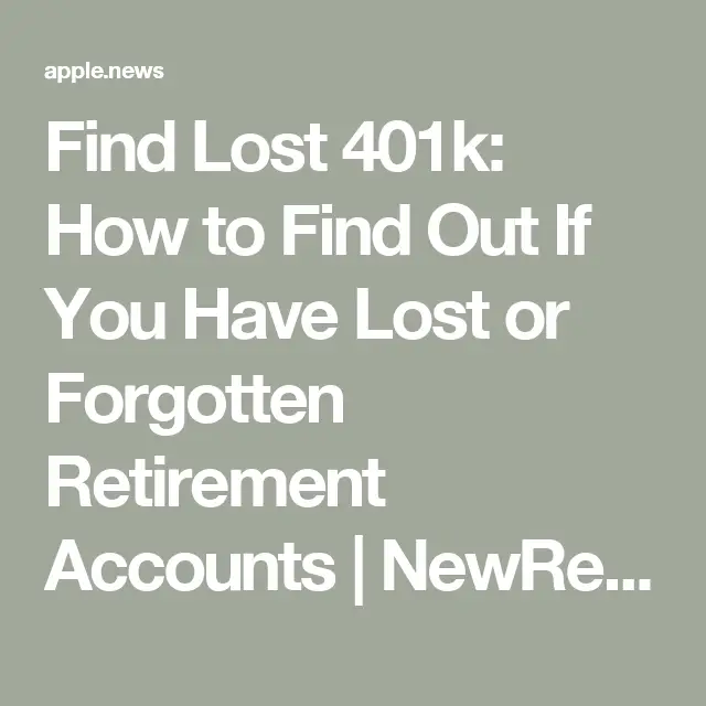 How To Find Lost 401k
