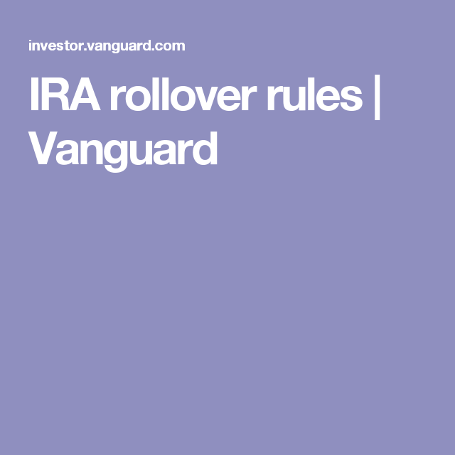 IRA rollover rules