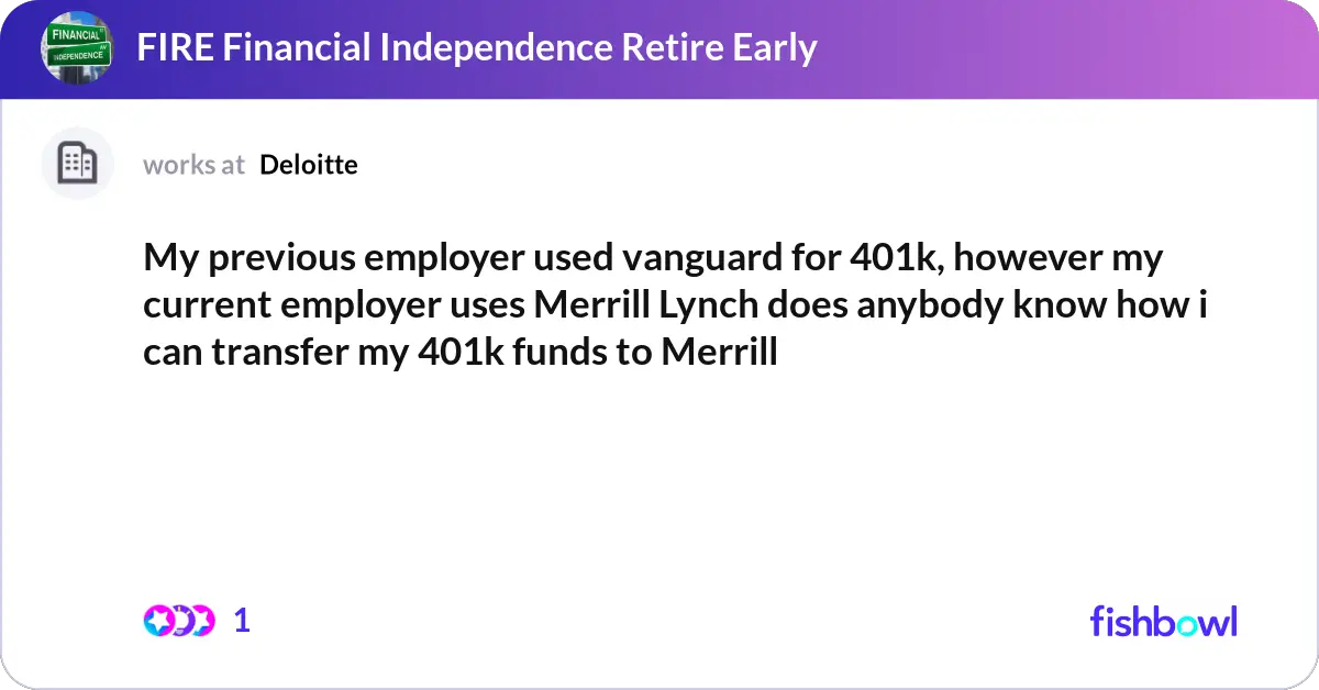 My previous employer used vanguard for 401k, however my ...
